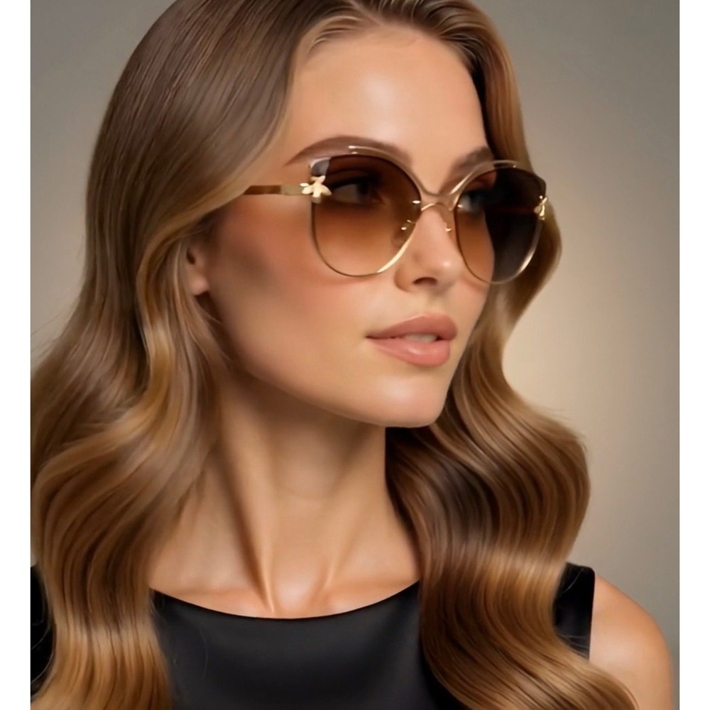 Fashion Cat Eye Sunglasses Women Designer Inspired Rimless Shades Lentes Gafas